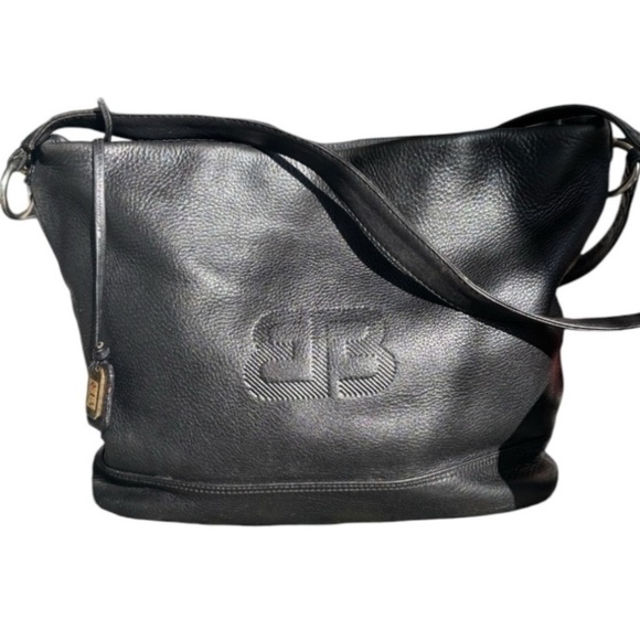 Balpri Black Genuine Leather Shoulder Bag / Crossbody Bag Made In Spain Top Zip - Picture 15 of 16